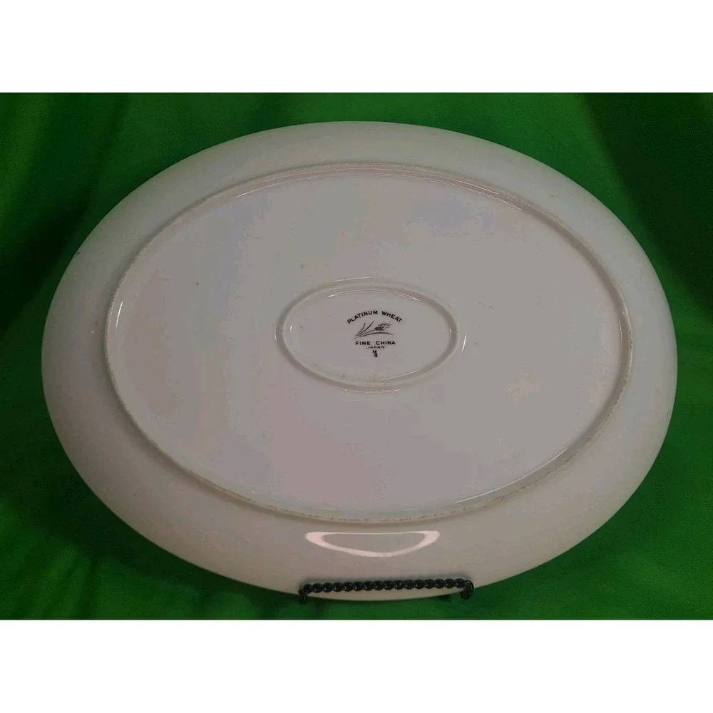 Platinum Wheat Fine China‎ Made In Japan Oval Serving Platter 14
